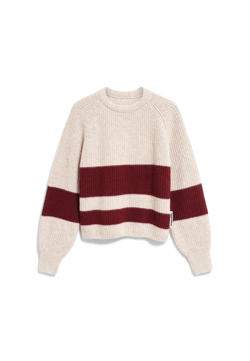 Grobstrickpullover aus Woll-Mix mit Streifen