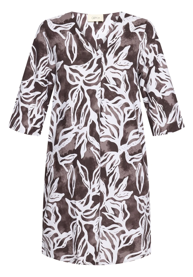 Sommerkleid aus Leinen-Viskose mit floralem Muster