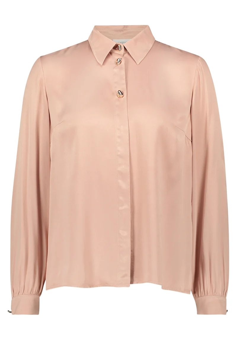 Satin-Bluse mit Hemdkragen und Knopfleiste