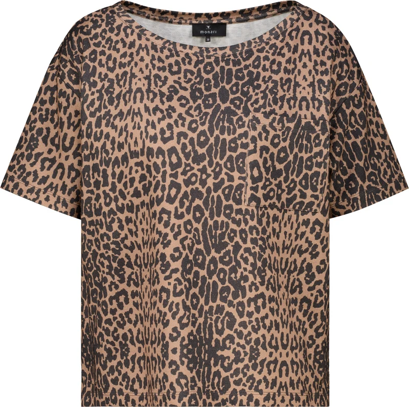 T-Shirt mit Leomuster aus Baumwoll-Modal-Mix