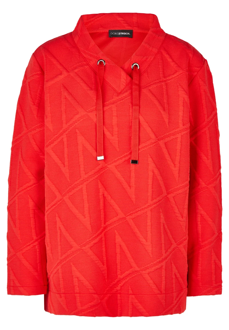 Sweatshirt mit 3D-Grafik-Jacquard und V-Ausschnitt