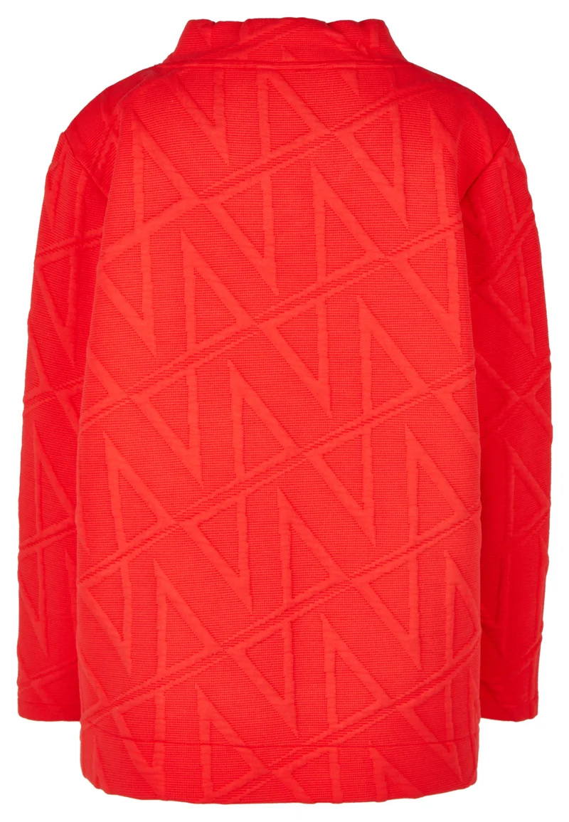Sweatshirt mit 3D-Grafik-Jacquard und V-Ausschnitt