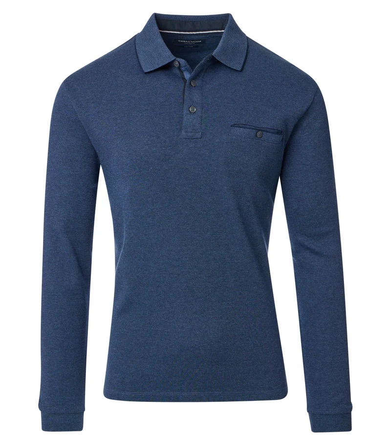 Langarm-Polo-Shirt mit Brusttasche
