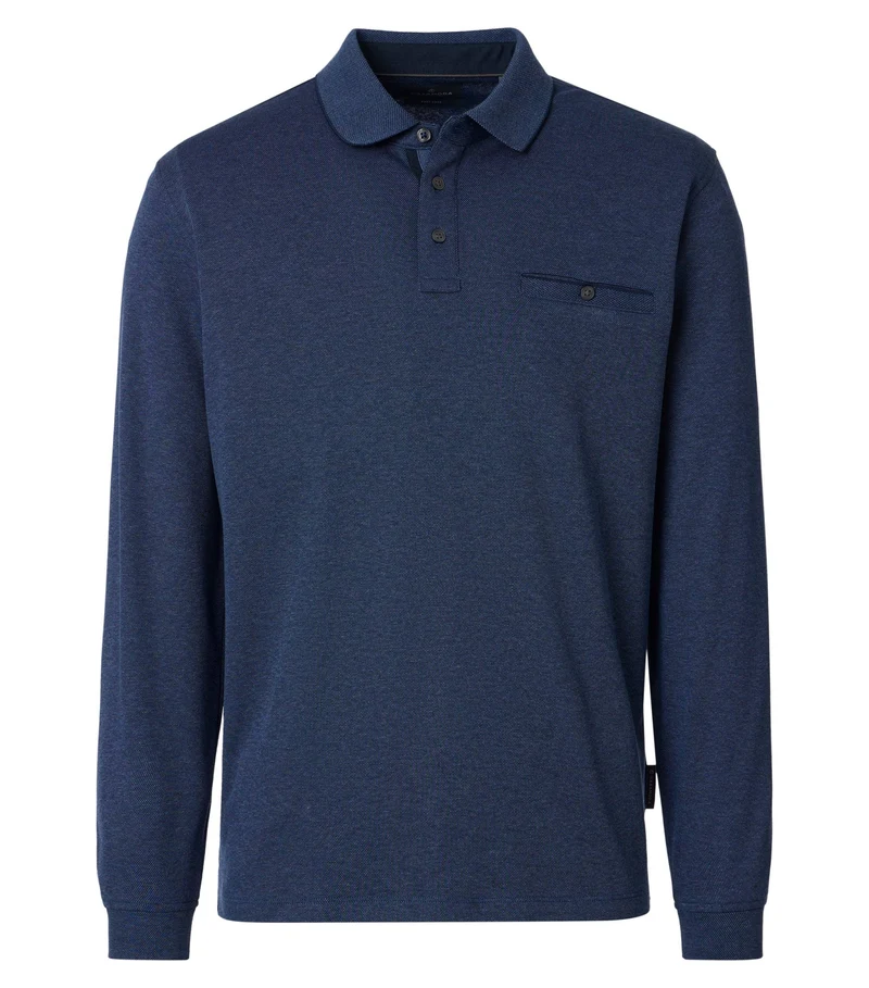 Langarm-Polo-Shirt mit Brusttasche