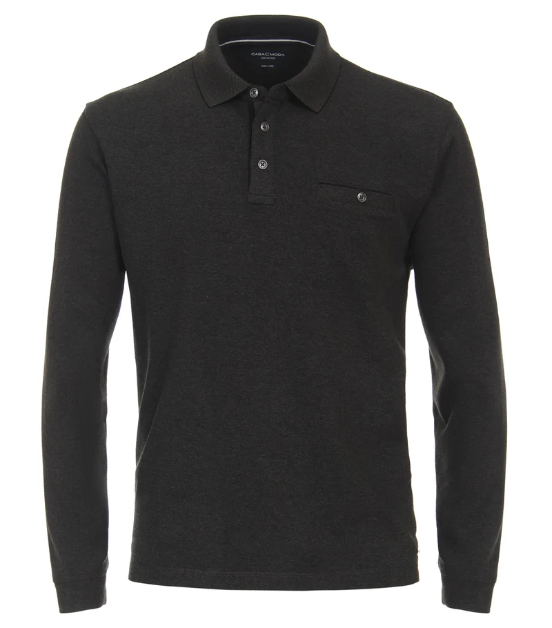 Langarm-Polo-Shirt mit Brusttasche