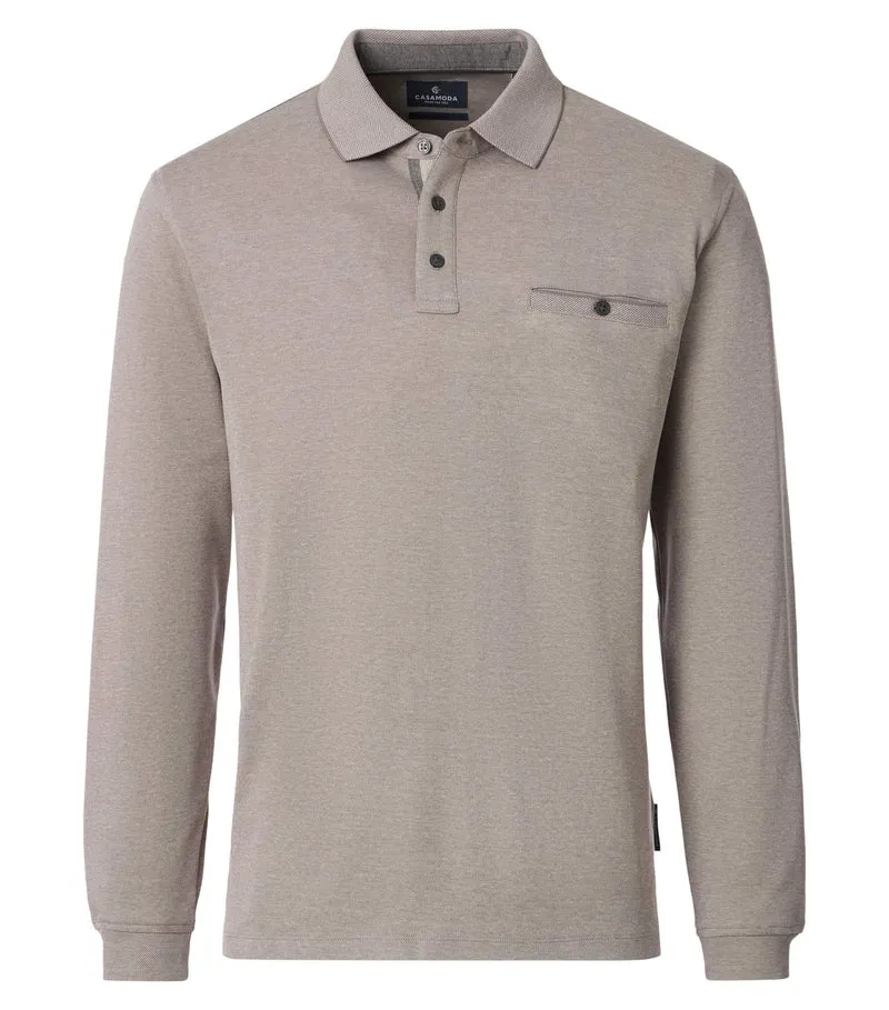 Langarm-Polo-Shirt mit Brusttasche