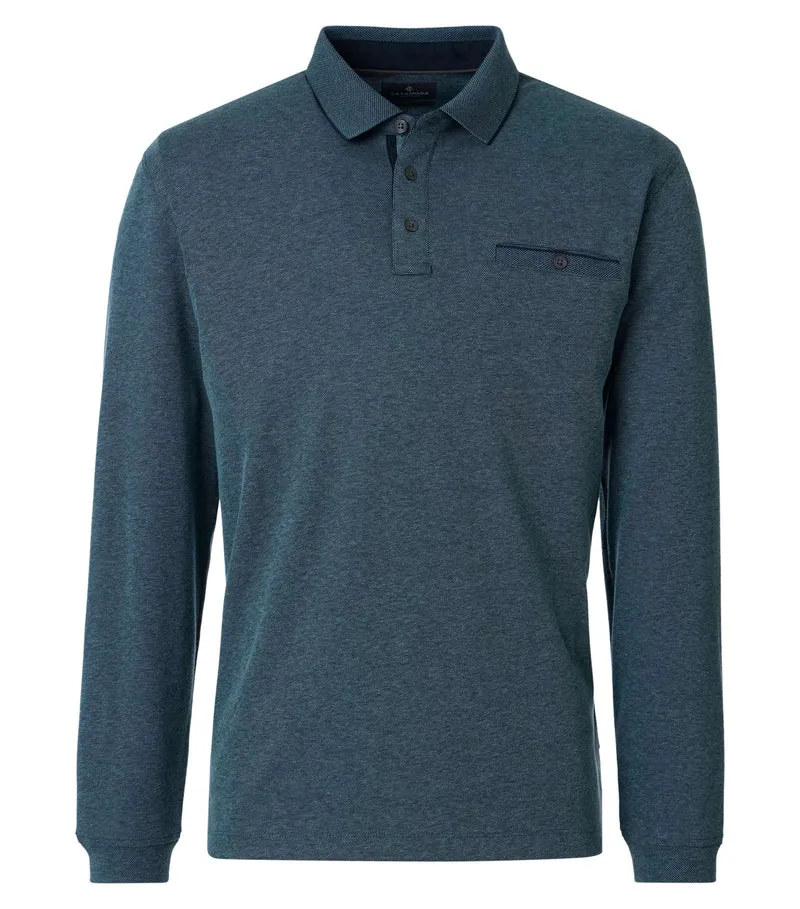 Langarm-Polo-Shirt mit Brusttasche