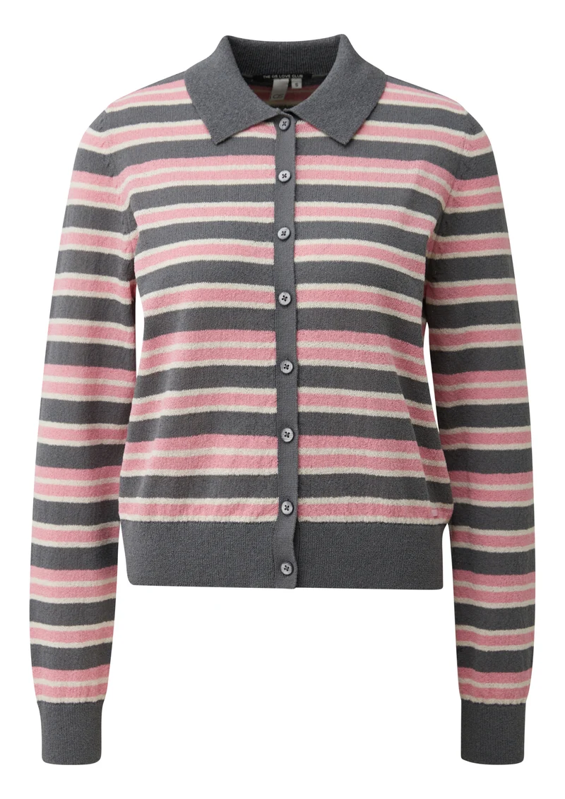 Q/S by s.Oliver: Strickjacke mit Polokragen und Streifenmuster