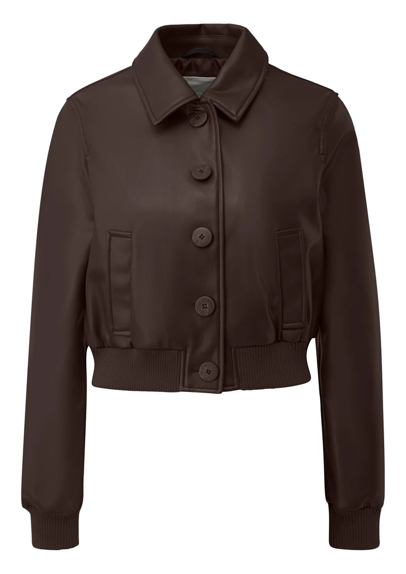 Q/S by s.Oliver Jacke in Leder-Optik mit Hemdkragen und Rippbündchen