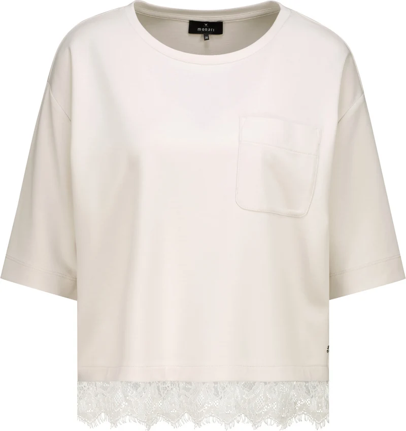 Viskose-Sweatshirt mit Spitzen-Detail