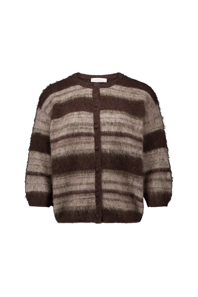Gestreifte Strickjacke aus Mohair-Woll-Mix