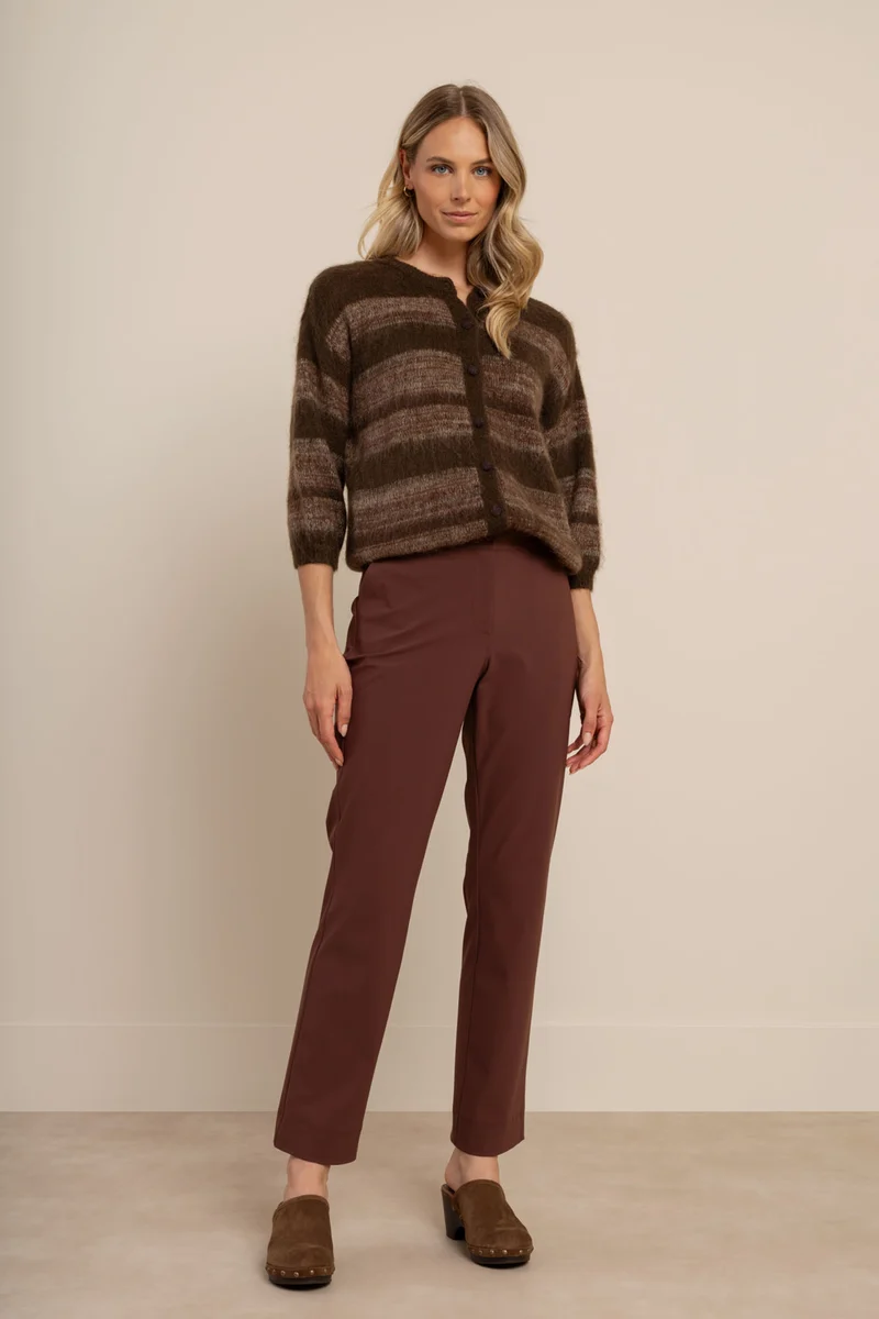 Gestreifte Strickjacke aus Mohair-Woll-Mix