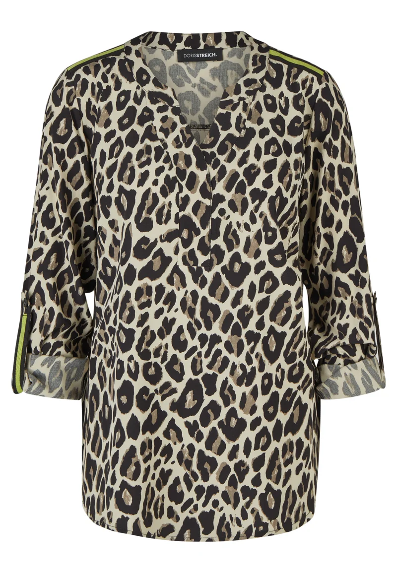 Bluse mit tonigem Leo-Print und A-Linie