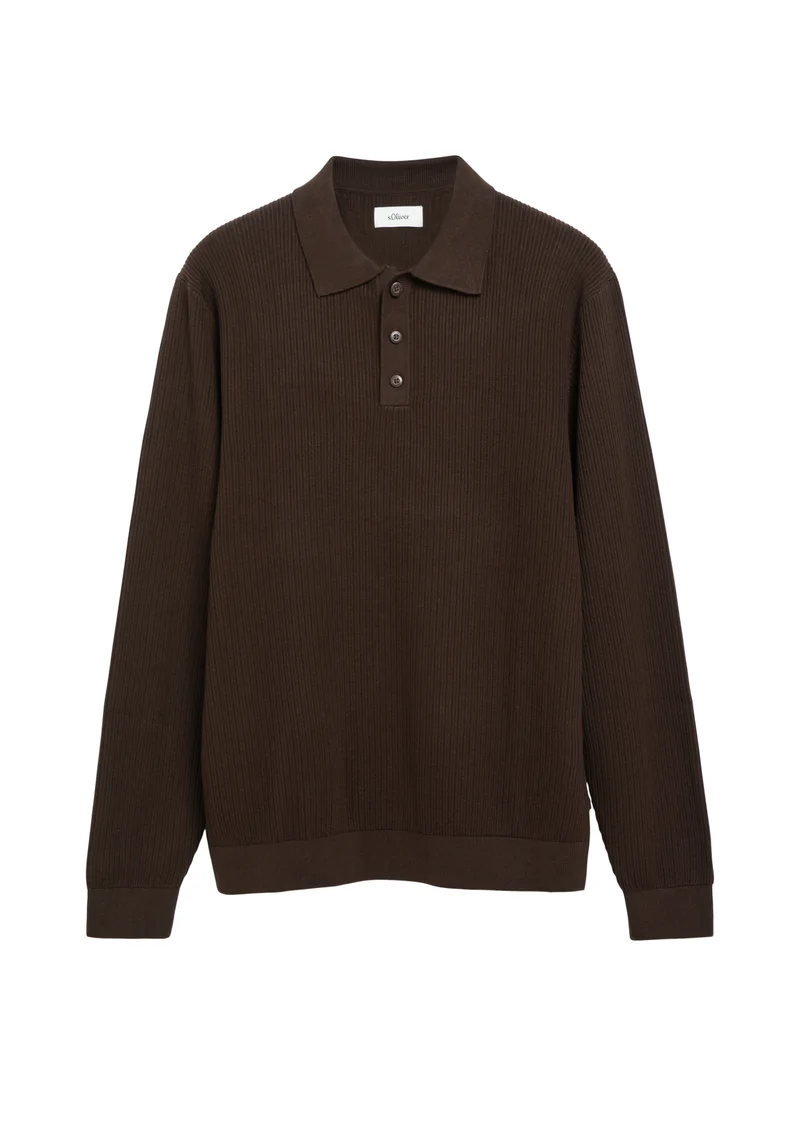 Strick-Poloshirt mit Polokragen in Regular Fit