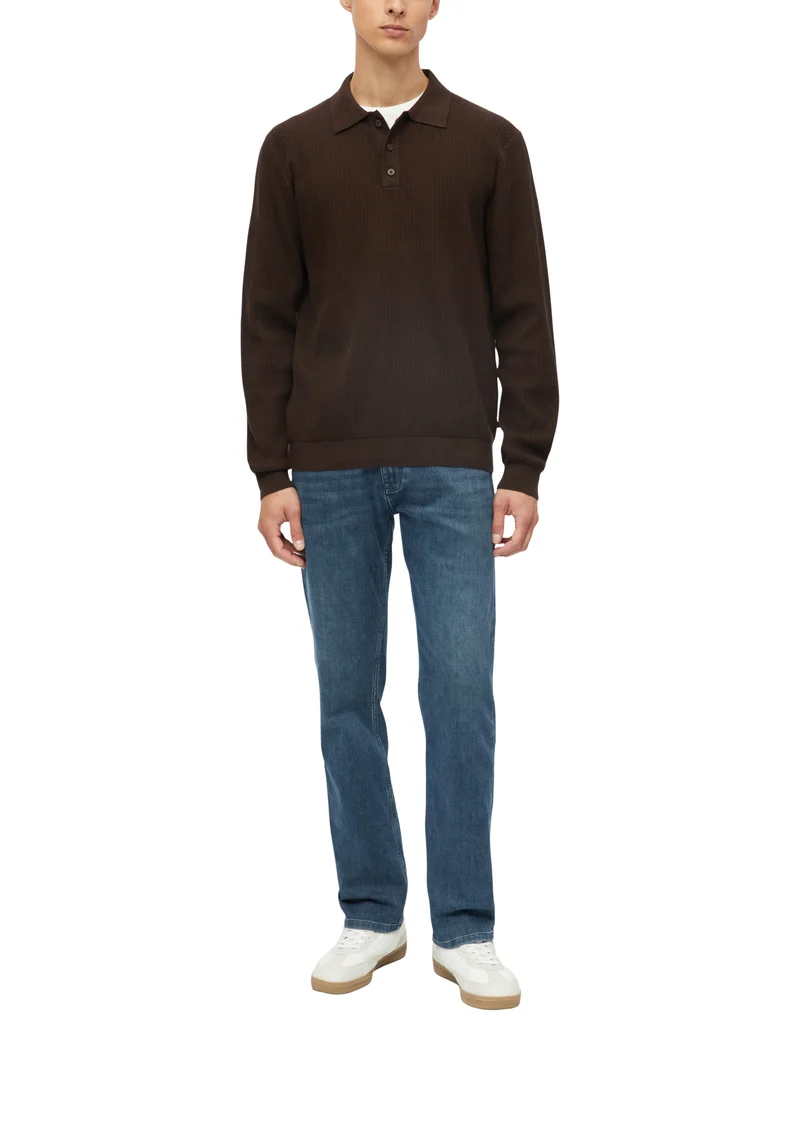 Strick-Poloshirt mit Polokragen in Regular Fit