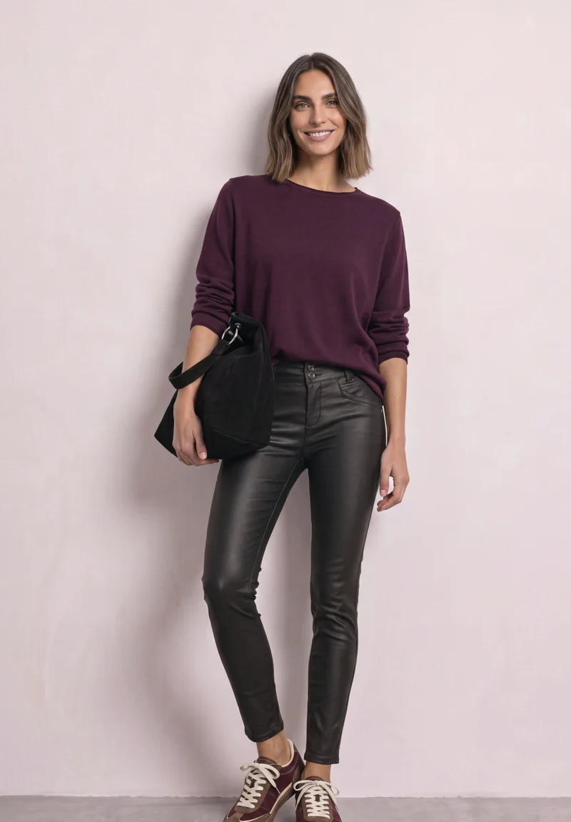 YORK Slim Leg Hose in Leder-Optik