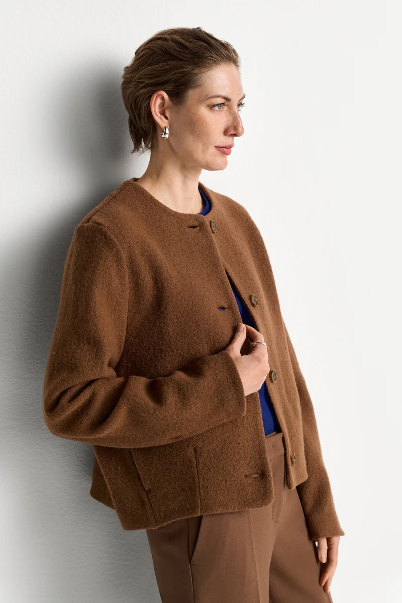 Wolljacke in Tweed-Optik mit Boxy Shape