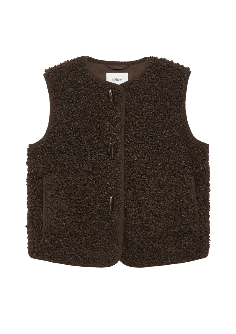 Teddy-Weste mit Knebelknöpfen in Regular Fit
