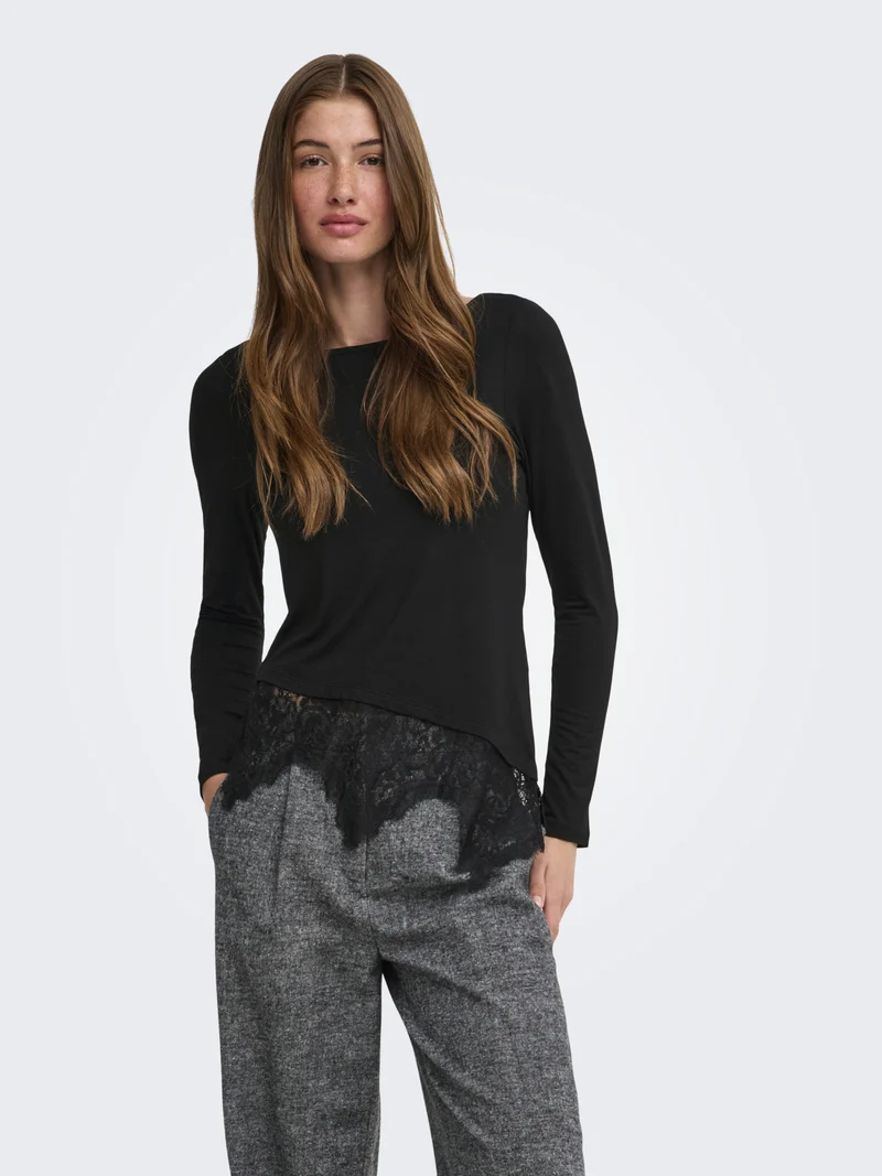 ONLLAILA Langarmshirt mit Spitzenmix