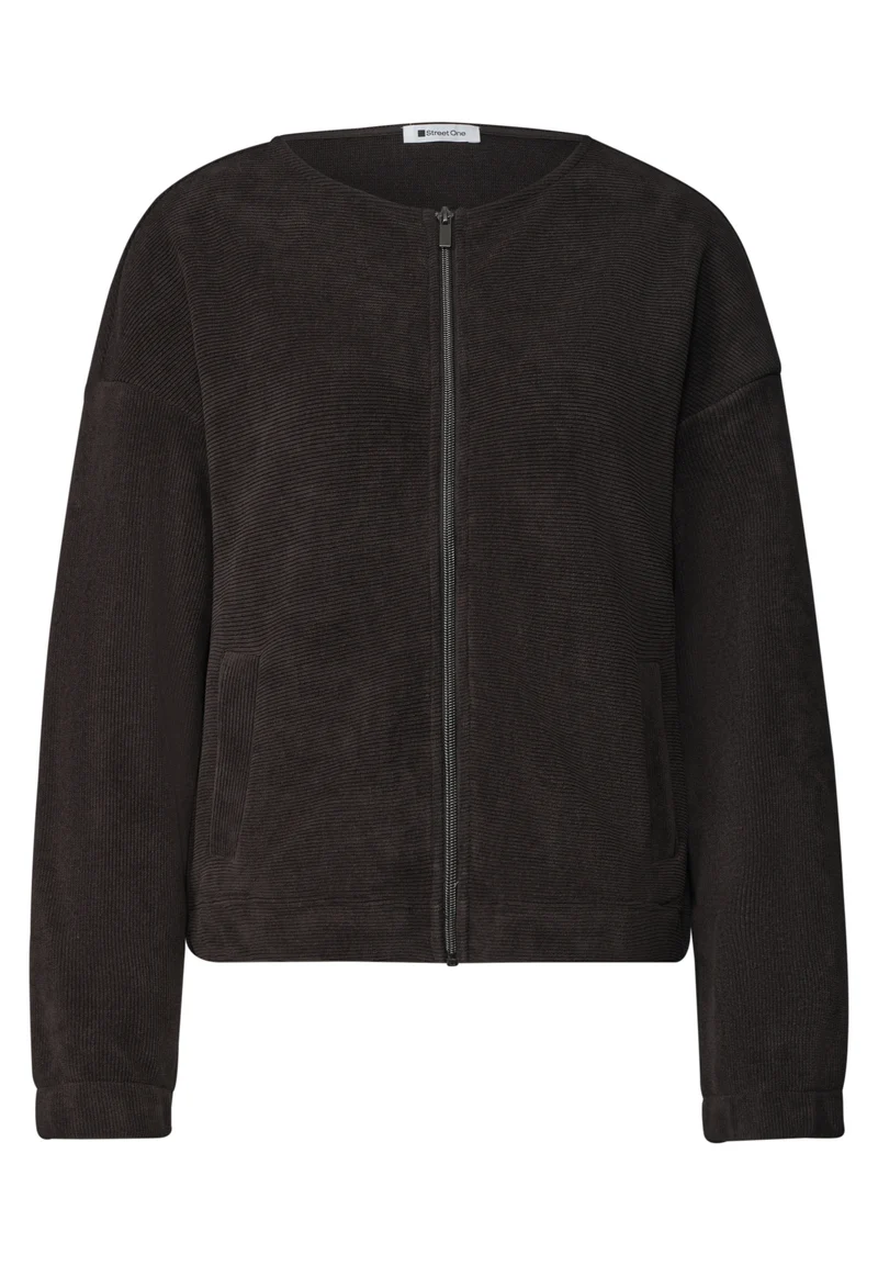 Jacke mit Rundhals in Cord-Optik