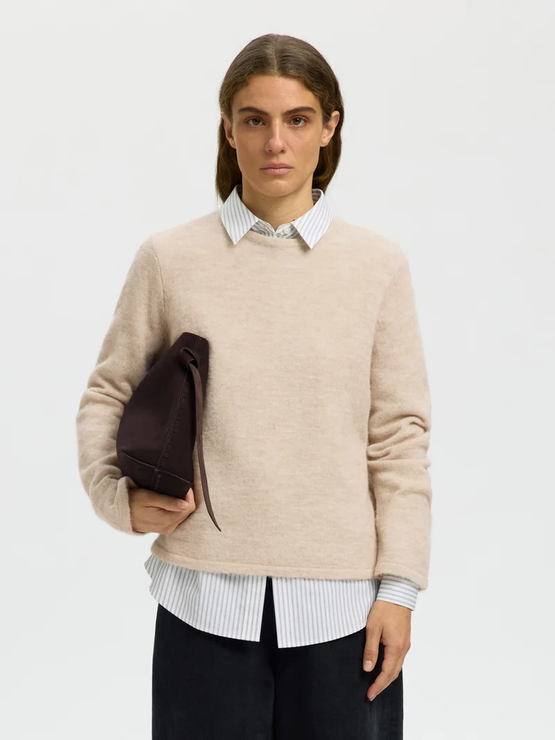 SLWLULU NEW LS KNIT O-NECK NOOS Wollmix-Pullover mit Rundhalsausschnitt
