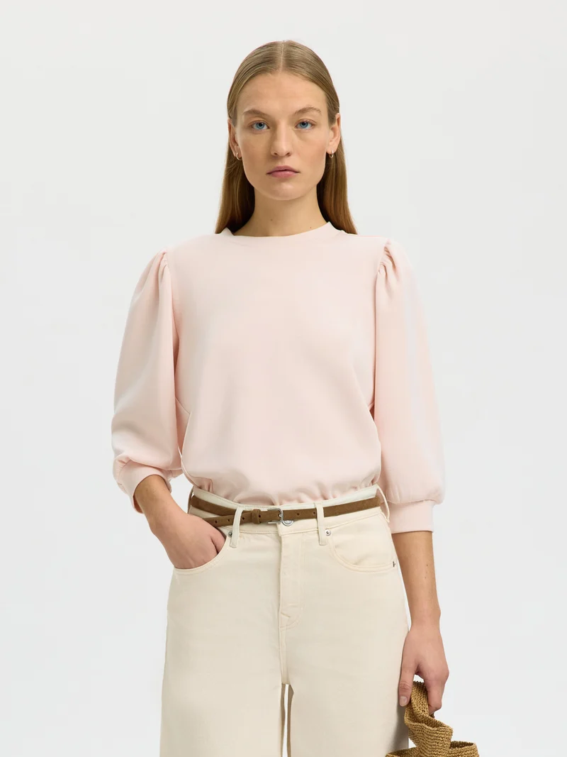 Sweatshirt-Top mit 3/4-Puffärmeln