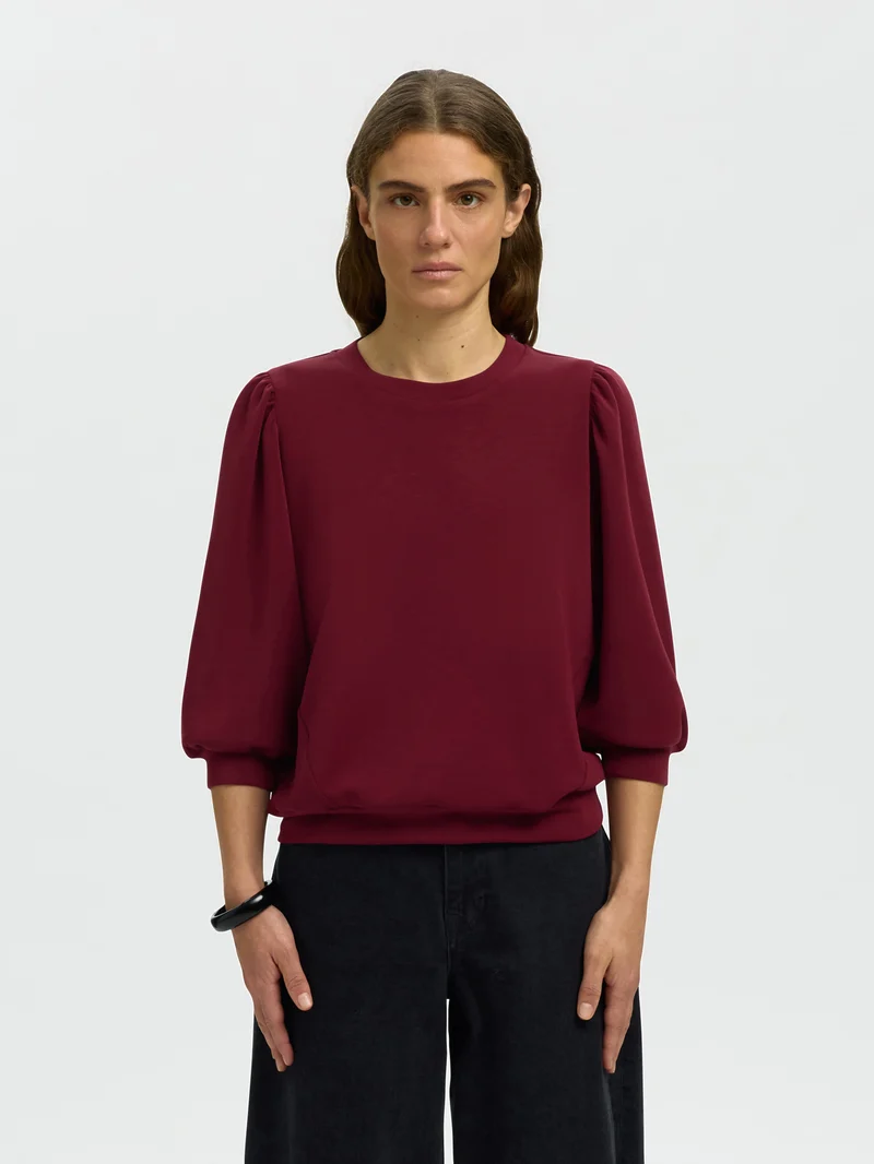 Sweatshirt-Top mit 3/4-Puffärmeln