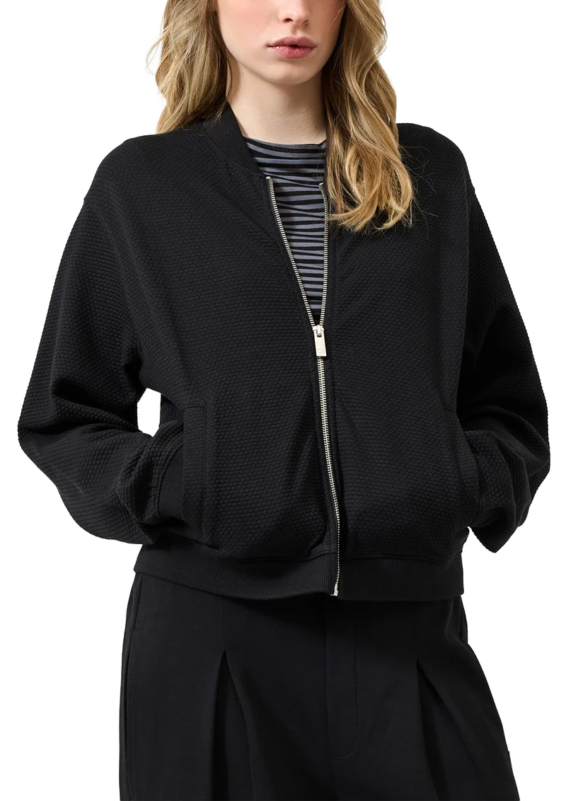 Sweatblouson aus strukturiertem Baumwollmix
