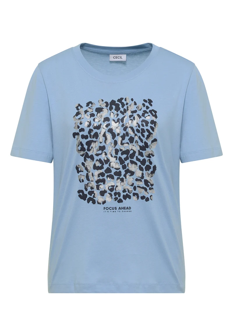 T-Shirt mit Leo-Print und Foliendetails