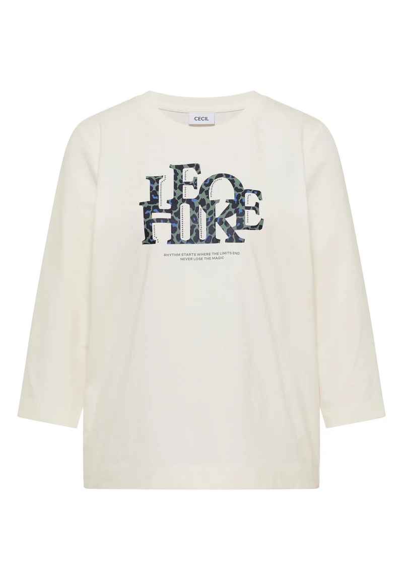 3/4-Arm Shirt mit Wording im Leo-Look