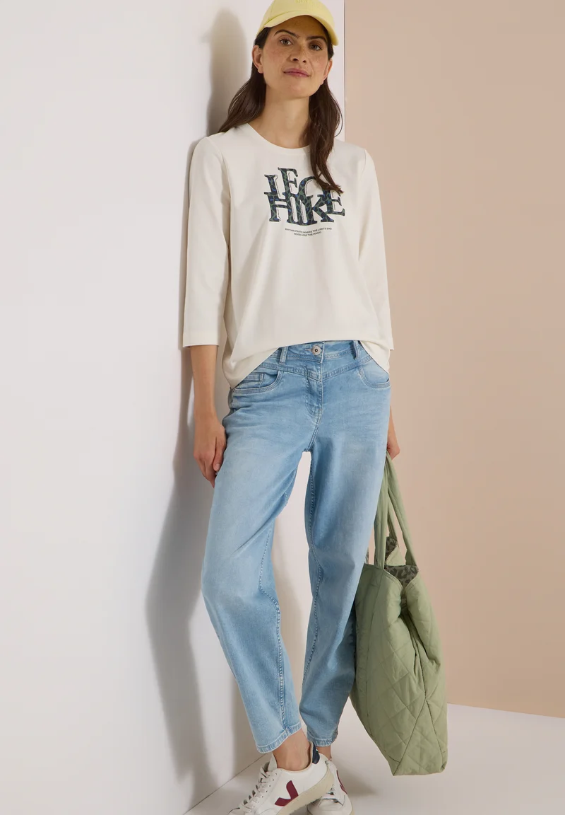 3/4-Arm Shirt mit Wording im Leo-Look