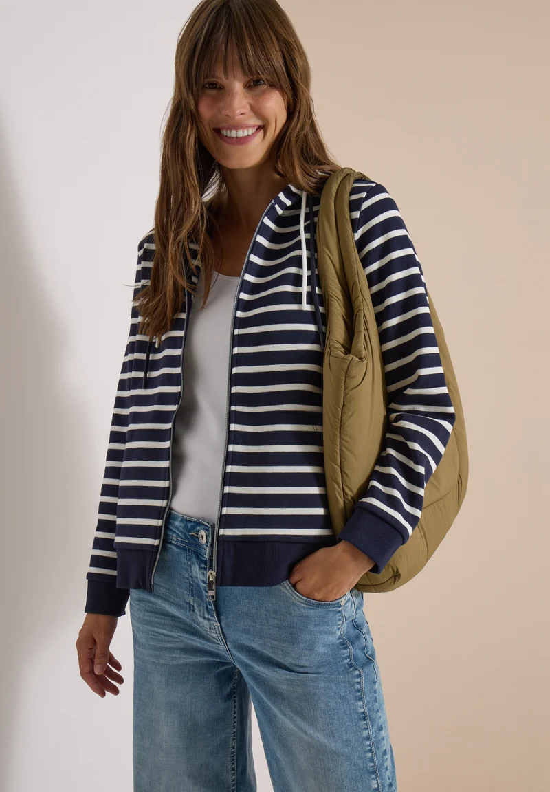 Kapuzenjacke mit Streifen und Struktur