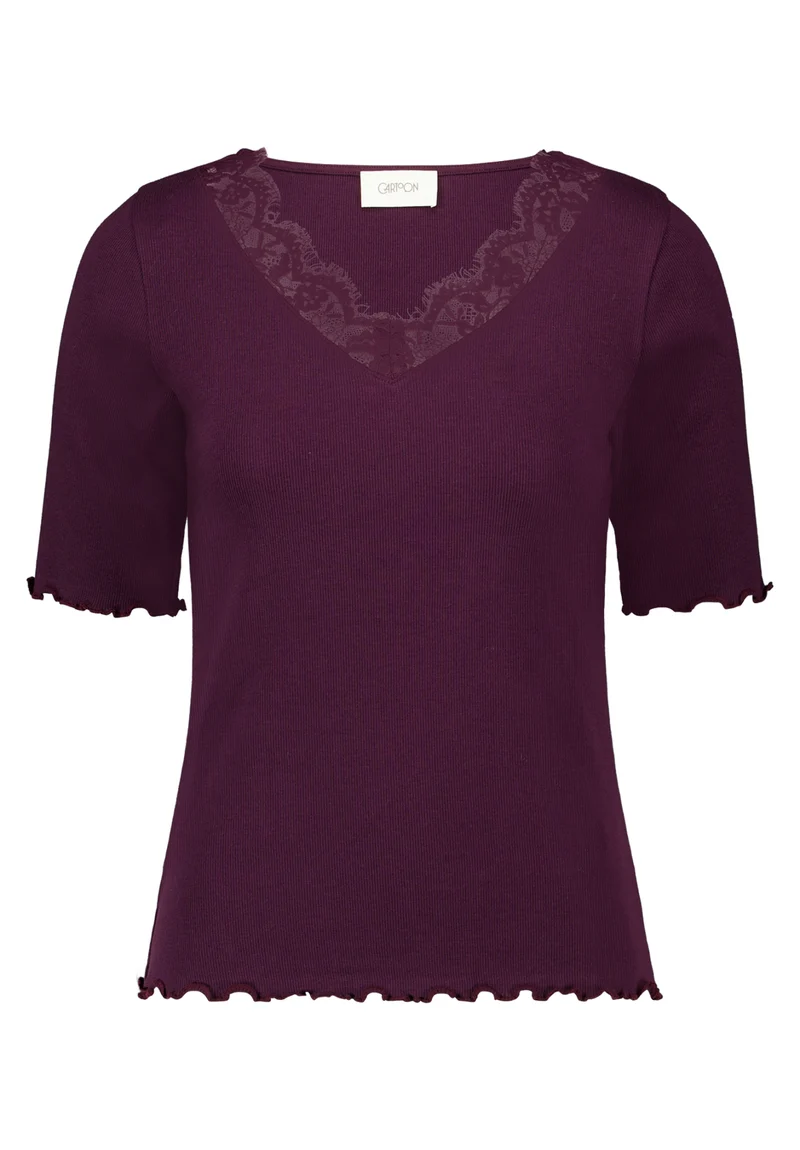 Halbarm-Shirt mit Spitzendetails
