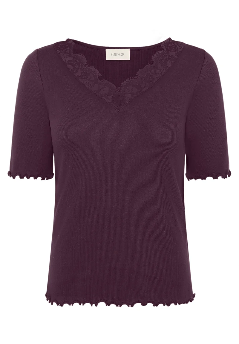 Halbarm-Shirt mit Spitzendetails