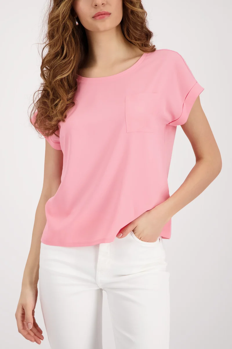 Monari Blusenshirt mit Ärmelaufschlag und Brusttasche