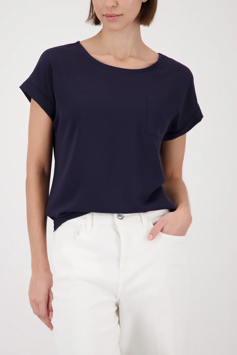 Monari Blusenshirt mit Ärmelaufschlag und Brusttasche