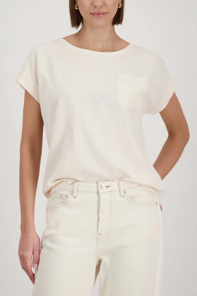 Monari Blusenshirt mit Ärmelaufschlag und Brusttasche