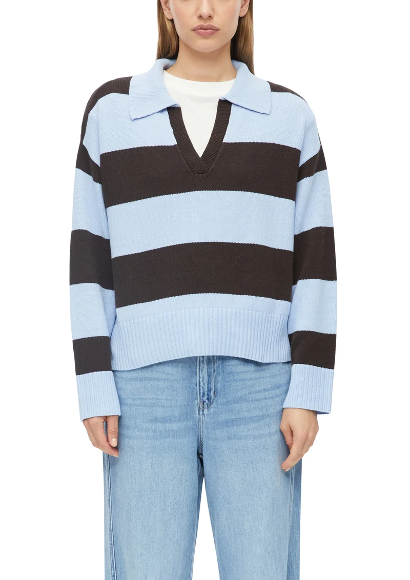 Gestreiftes Strick-Poloshirt in Regular Fit