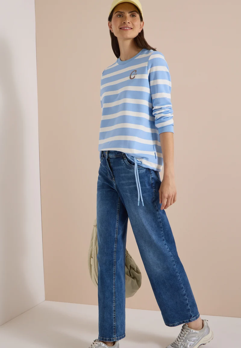 Streifensweatshirt mit Printdetail