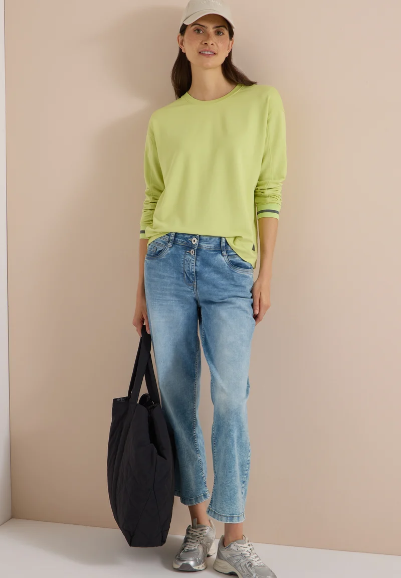 Langarm Shirt mit Rundhals und Streifendetail