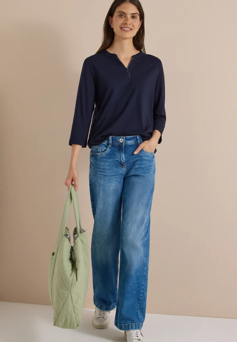 3/4-Arm Shirt mit Split Neck