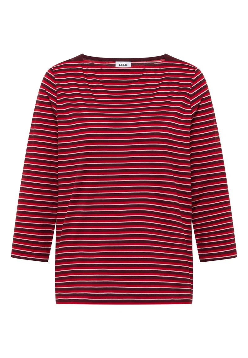 3/4-Arm Shirt mit Boat Neck und Streifen