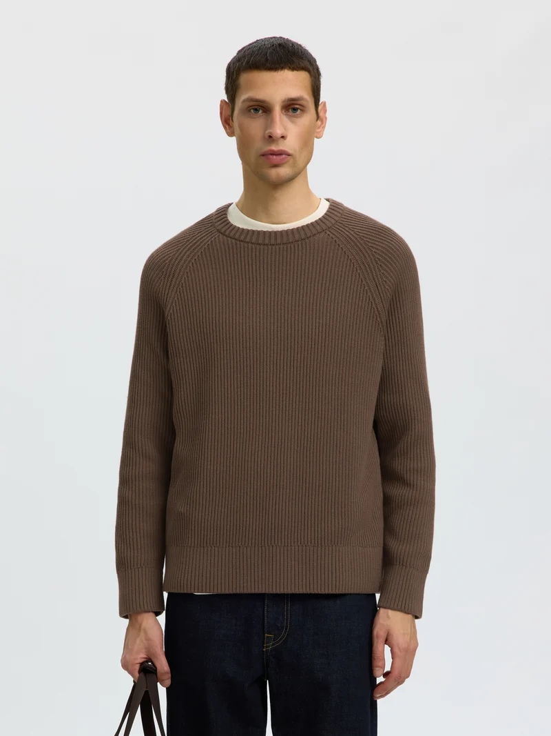 Relaxed Strickpullover mit Rippstruktur