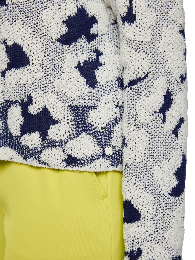 MARC CAIN Cardigan mit Leo-Muster und Knopfleiste