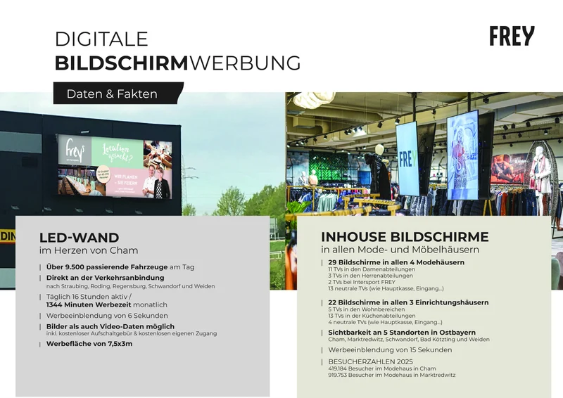 Instore Bildschirme – Werbefläche in allen FREY Häusern