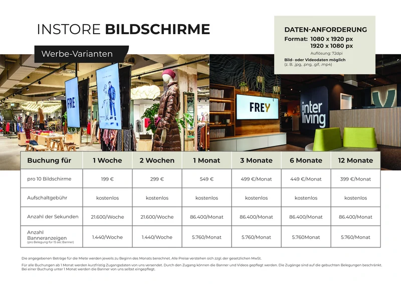 Instore Bildschirme – Werbefläche in allen FREY Häusern