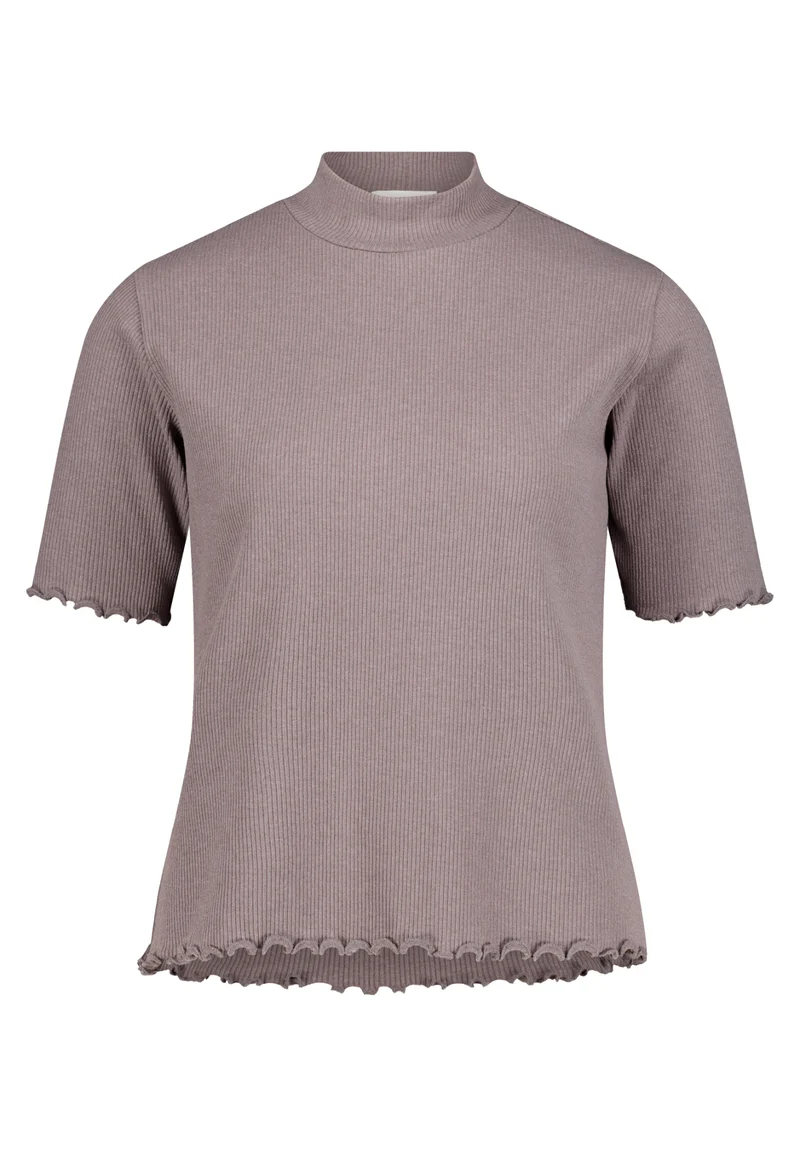 Basic Shirt mit Rundhalsausschnitt und Stehkragen