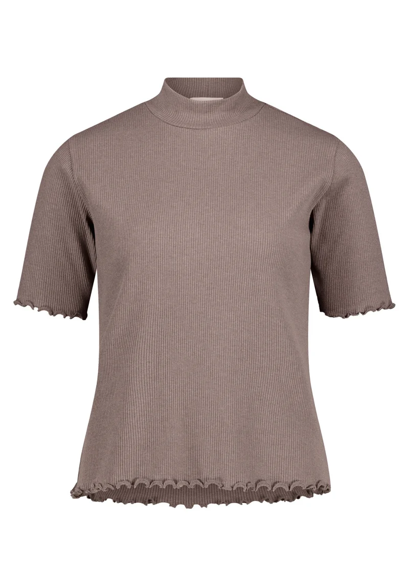 Basic Shirt mit Rundhalsausschnitt und Stehkragen