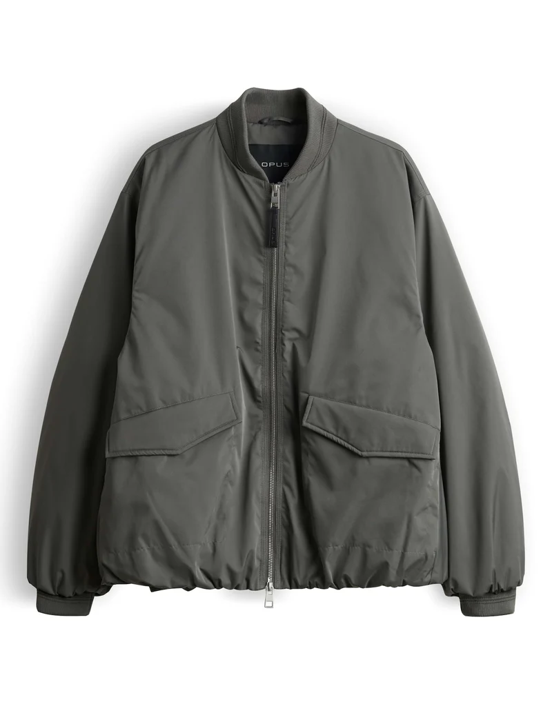 HOTENSI Oversized Bomberjacke mit Zwei-Wege-Reißverschluss
