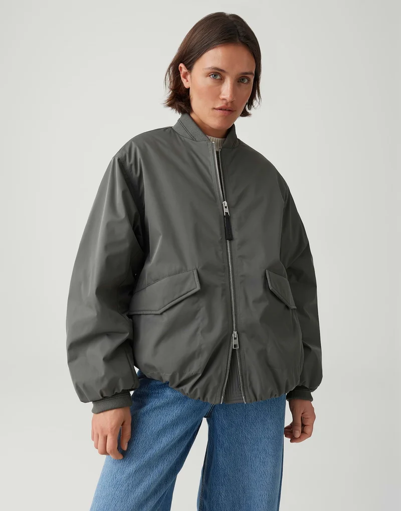 HOTENSI Oversized Bomberjacke mit Zwei-Wege-Reißverschluss